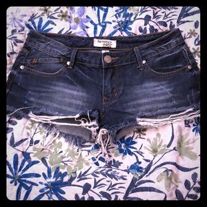 Ripped Denim Short Shorts